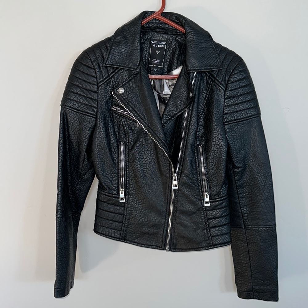 Guess Women’s Leather Jacket - Size S - Good Condition